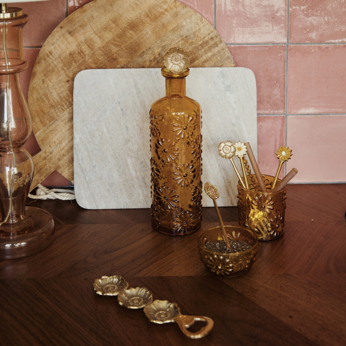 À la Decoratieve Fles Bloemen - Mosterd