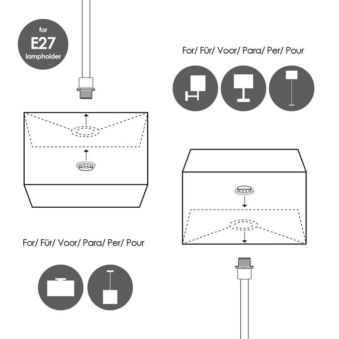 Home Sweet Home Lampenkap Block vierkant zwart - B:25xD:25xH:18cm