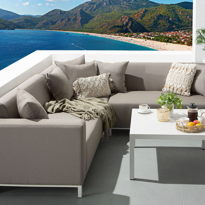 Beliani - BELIZE - Loungeset voor 5 - Beige - Polyester