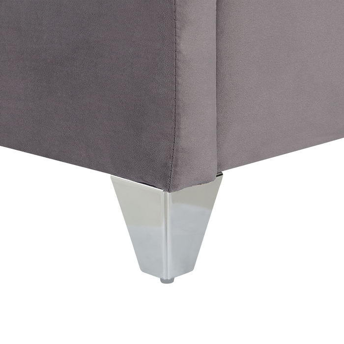 Beliani - LUBBON - Tweepersoonsbed - Grijs - 160 x 200 cm - Fluweel