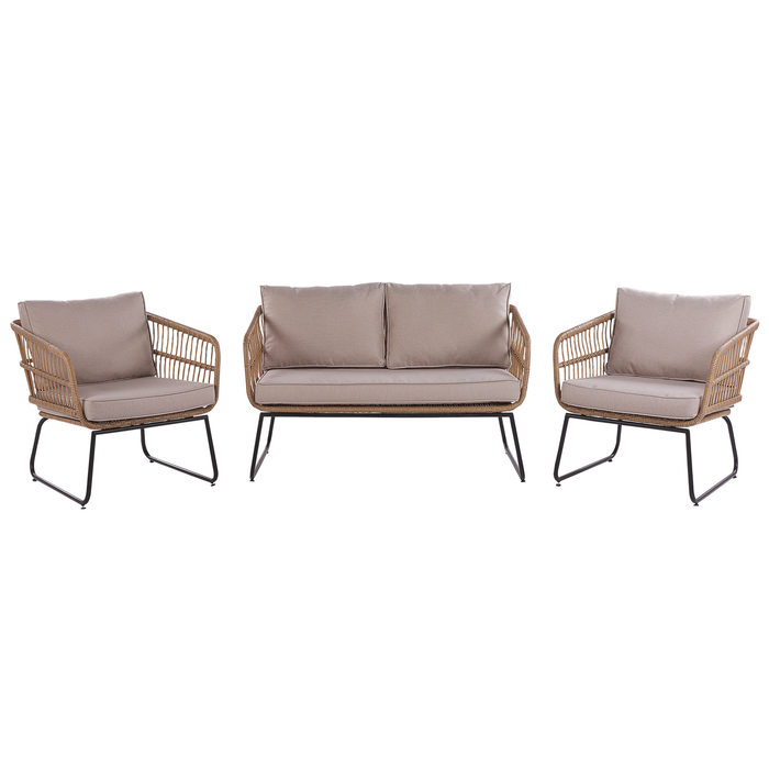 Beliani - RAVELLO - Loungeset voor 4 - Natuurlijk - PE rotan