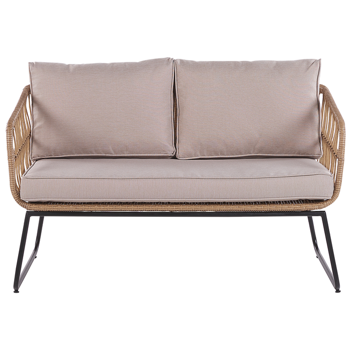 Beliani - RAVELLO - Loungeset voor 4 - Natuurlijk - PE rotan