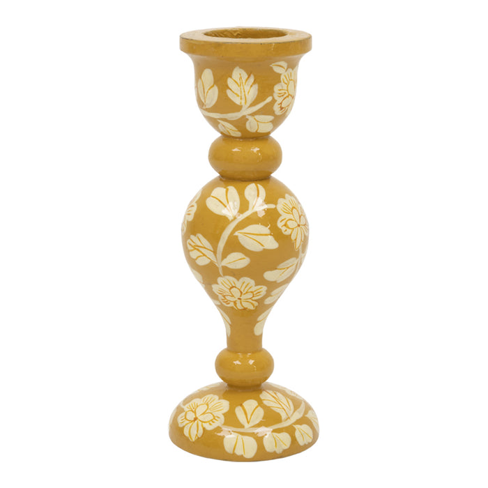 À la Kandelaar met Bloemenprint - L - Mosterd