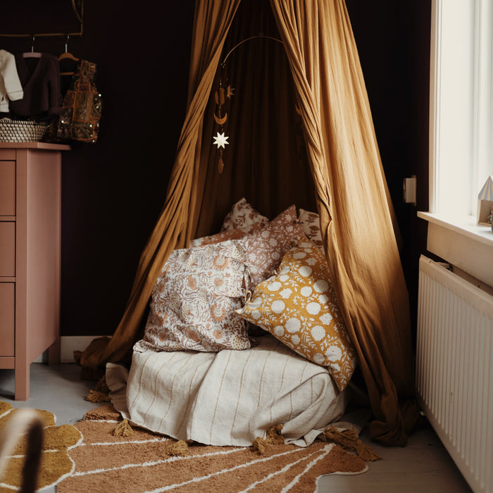 À la Blockprint Kussensloop - Mosterd