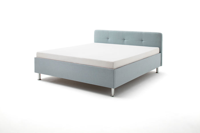 Hioshop Amelie gestoffeerd bed 180x200 cm Ijsblauw//Chroom décor