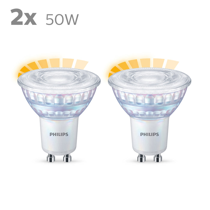 Energiezuinige Philips LED Spot - 50 W - GU10 - Dimbaar warmwit licht - 2 stuks - Bespaar op energiekosten