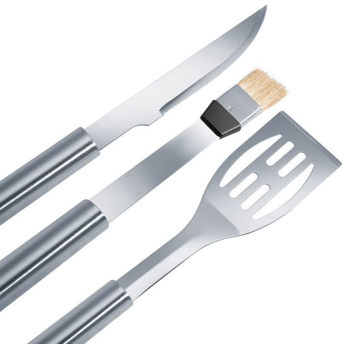 tectake® Barbecue bestek van roestvrij staal 18-delig - Grijs
