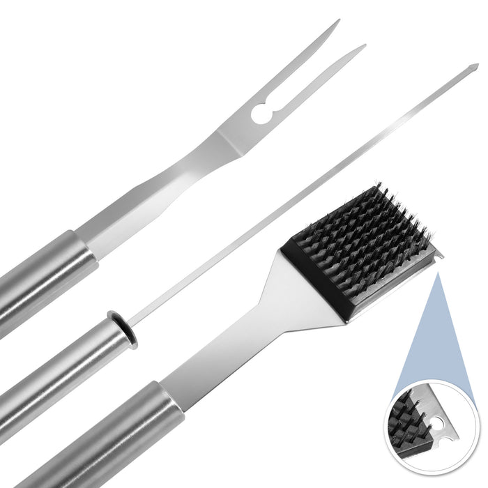 tectake® Barbecue bestek van roestvrij staal 18-delig - Grijs