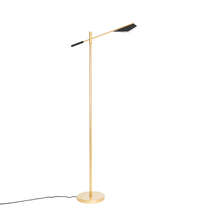 QAZQA Design vloerlamp zwart met goud - Sinem