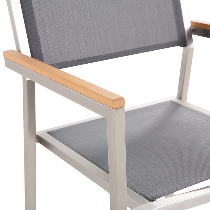 Beliani - GROSSETO - Tuinstoel set van 4 - Grijs - Polyester