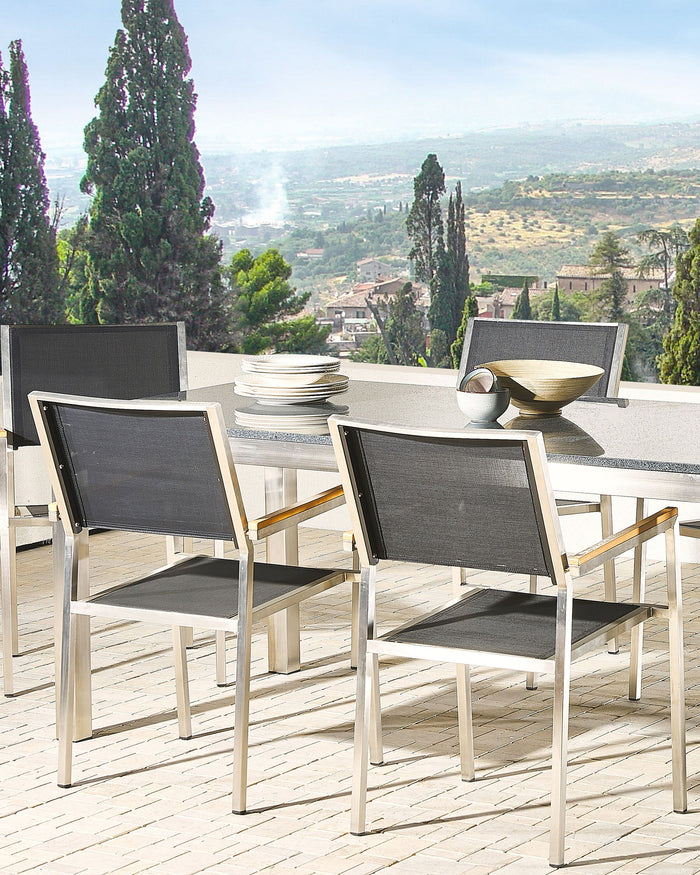 Beliani - GROSSETO - Tuinstoel set van 4 - Grijs - Polyester