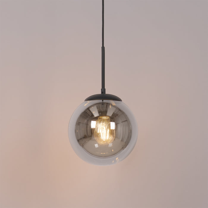 QAZQA Art Deco hanglamp zwart met smoke glas - Flore