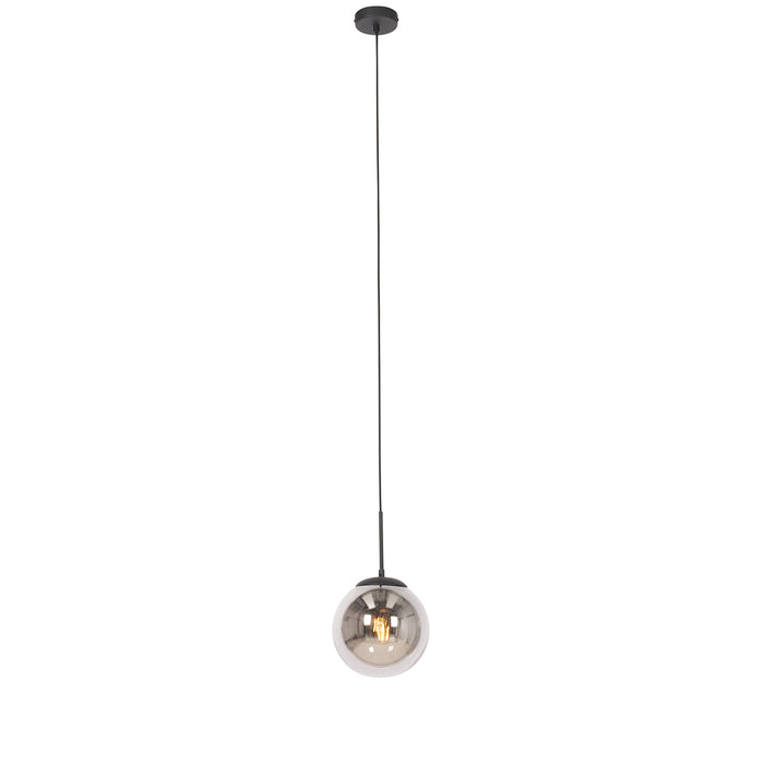QAZQA Art Deco hanglamp zwart met smoke glas - Flore