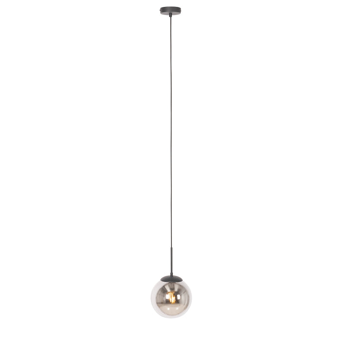 QAZQA Art Deco hanglamp zwart met smoke glas - Flore