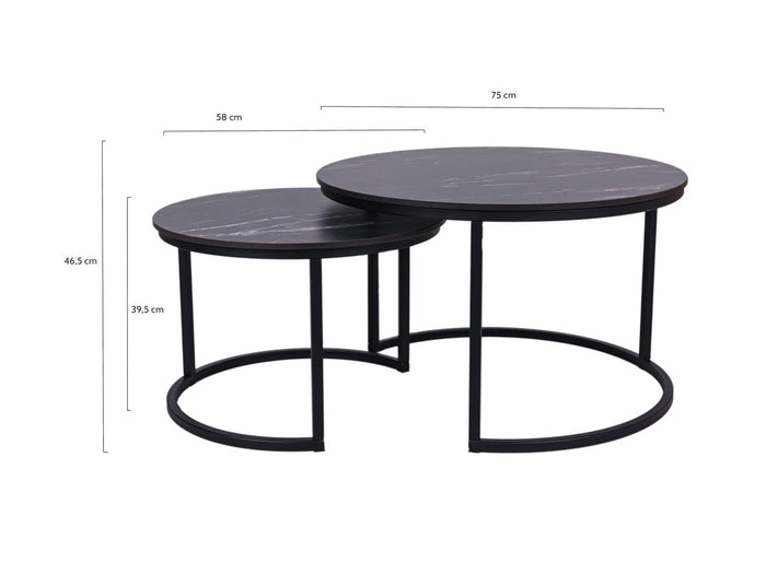 Ronde salontafel set Firenze XL 75 en 58 cm