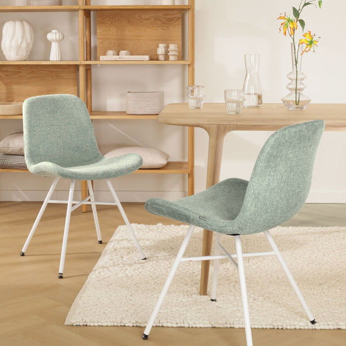 Nolon Noa-Fé Eetkamerstoel Zacht Goen - Stof - Wit Onderstel