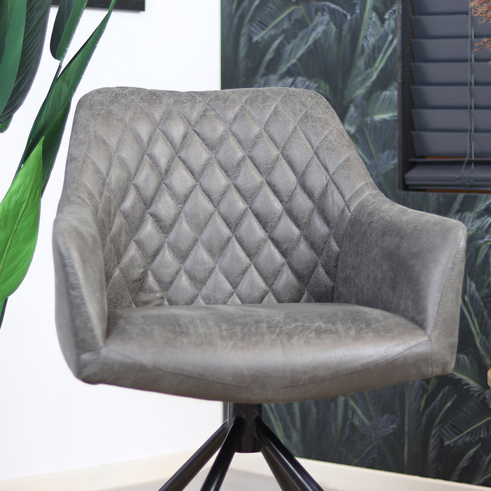 Bronx71 Industriële eetkamerstoel Dex antraciet eco-leer -