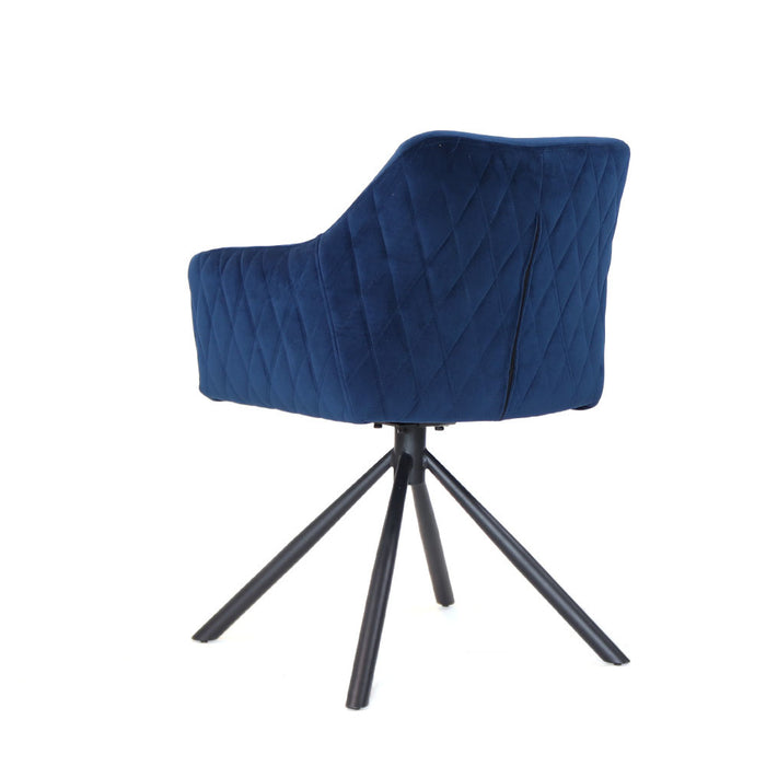 Bronx71 Velvet eetkamerstoel Furtado draaibaar blauw - Eetkamerstoelen