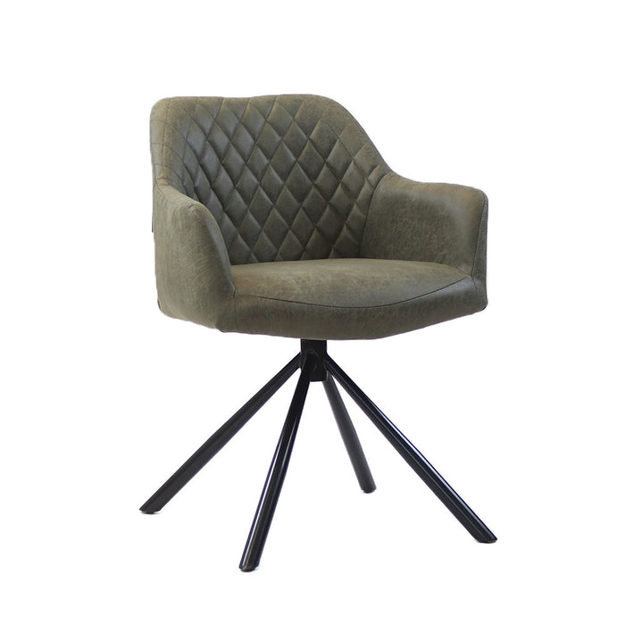 Bronx71 Industriële eetkamerstoel Dex olijfgroen eco-leer -