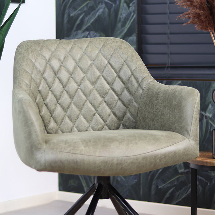 Bronx71 Industriële eetkamerstoel Dex olijfgroen eco-leer -