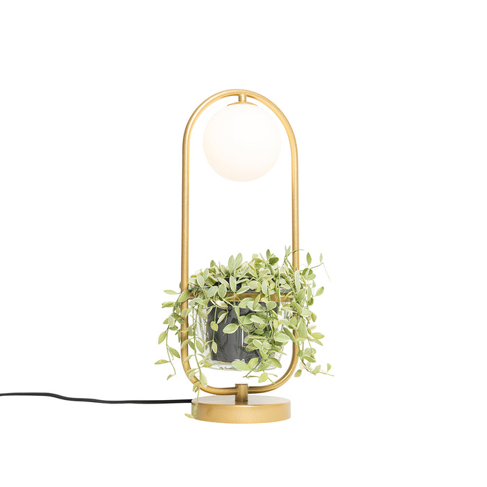 QAZQA Art deco tafellamp goud met wit glas - Isabella