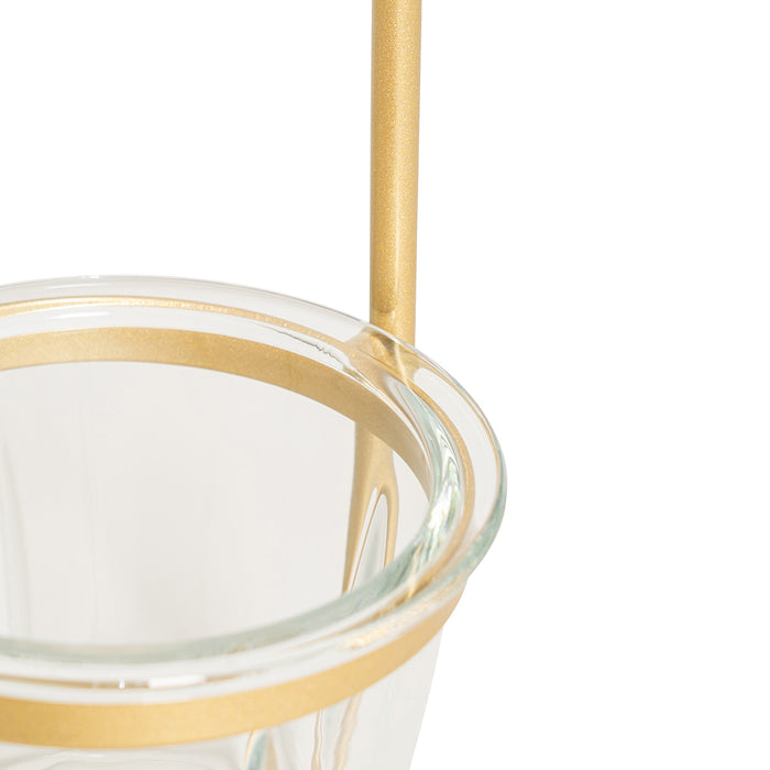 QAZQA Art deco tafellamp goud met wit glas - Isabella