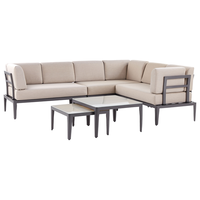 Beliani - RIMA III - Loungeset voor 6 - Beige - Polyester