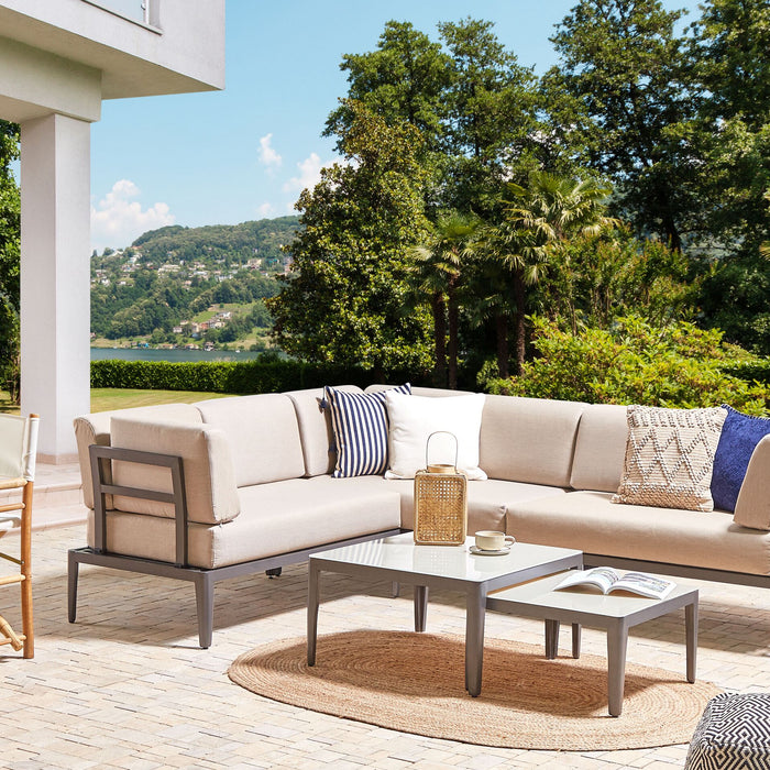 Beliani - RIMA III - Loungeset voor 6 - Beige - Polyester