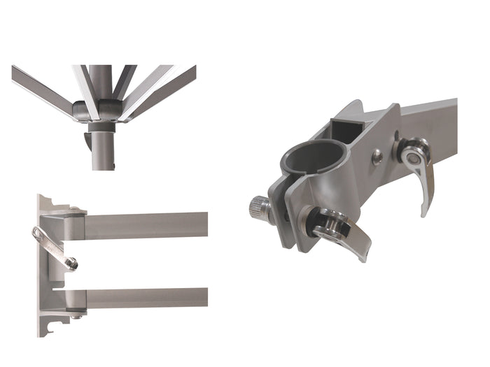 Muurparasol Vierkant - 200x200cm - Grijs - Parasol met muurbevestiging