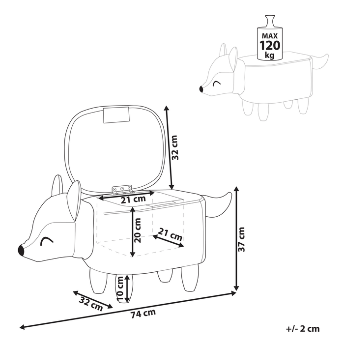 Beliani - FOX - Poef - Oranje - 32 cm - Fluweel