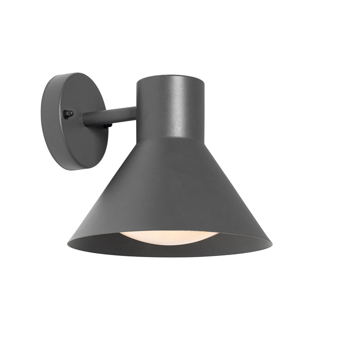 QAZQA Industriële buitenwandlamp donkergrijs kegel IP44 - Natas