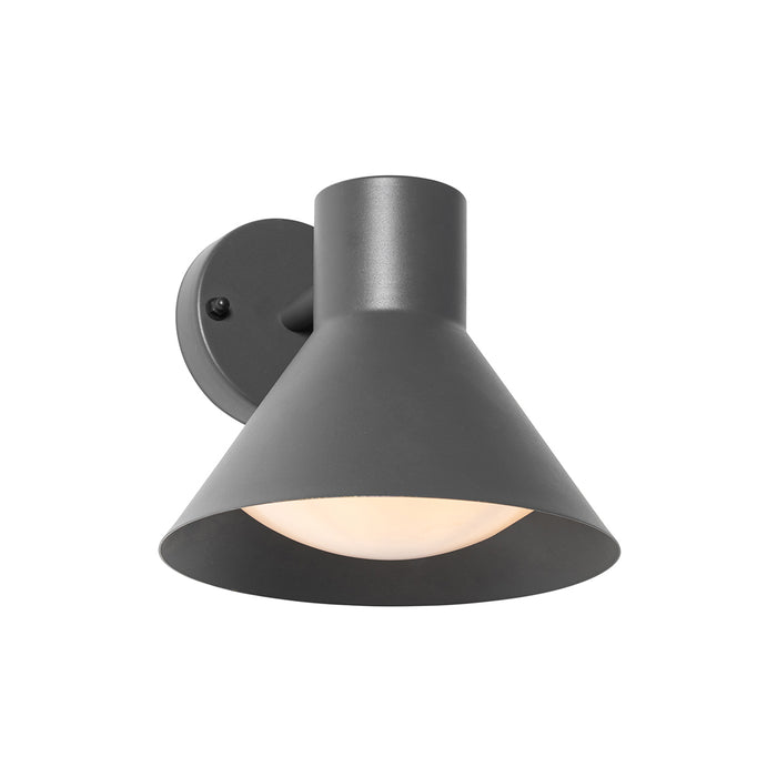 QAZQA Industriële buitenwandlamp donkergrijs kegel IP44 - Natas