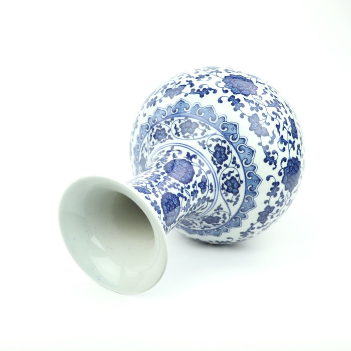 Fine Asianliving Chinese Vaas Porselein Lotus Blauw