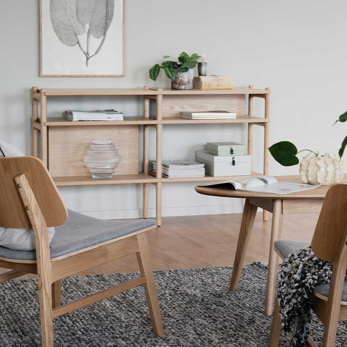 Rowico Home Nagano houten fauteuil naturel - met grijs zitkussen