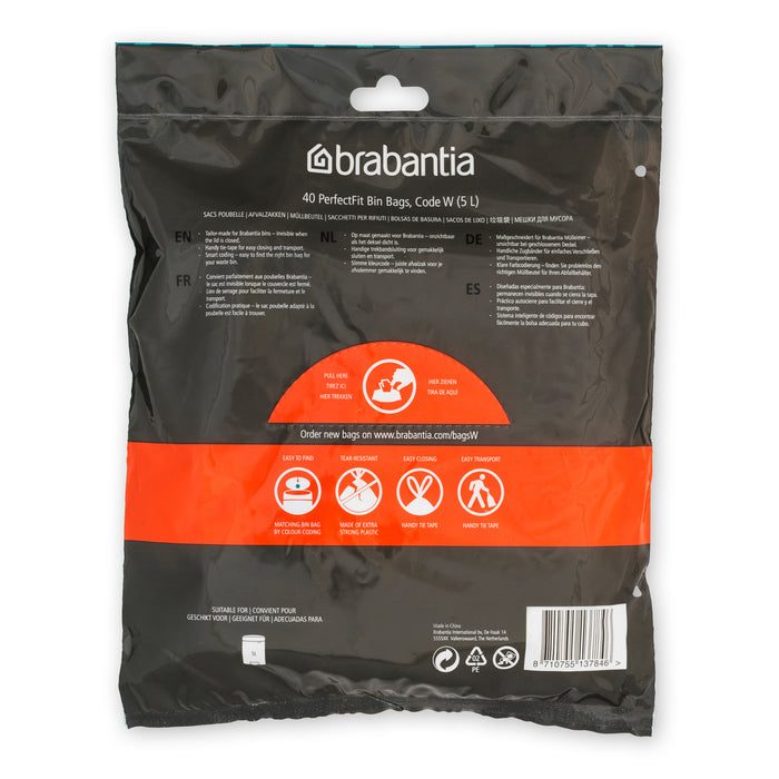 Brabantia PerfectFit Type W Afvalzakken 5 L - 40 zakken