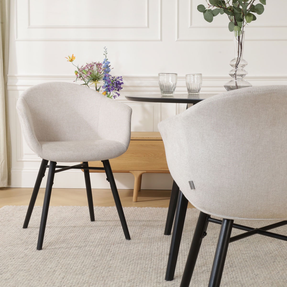 Nolon Nova-Otis eetkamerstoel beige - zwart onderstel
