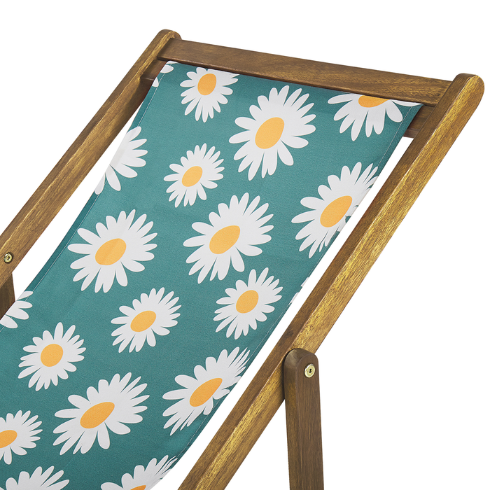 Beliani-ANZIO -Strandstoel set van 2-Lichthout|Groen|Bloemen-Polyester