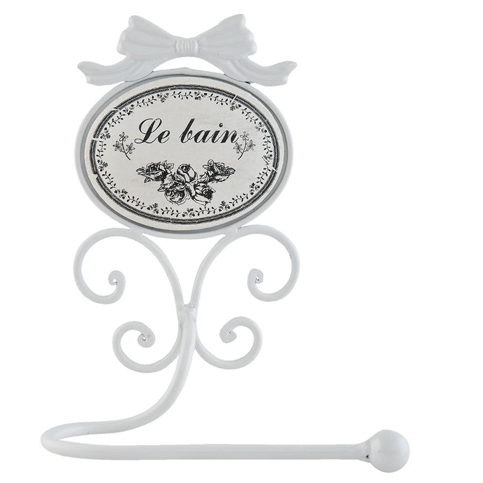 Clayre & Eef WC Rol houder  19x13x26 cm Wit Ijzer Toiletrolhouder