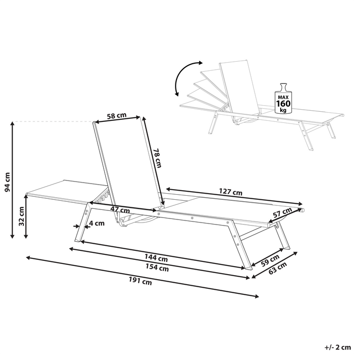 Beliani - VERNAZZA - Strandstoel - Grijs - Staal