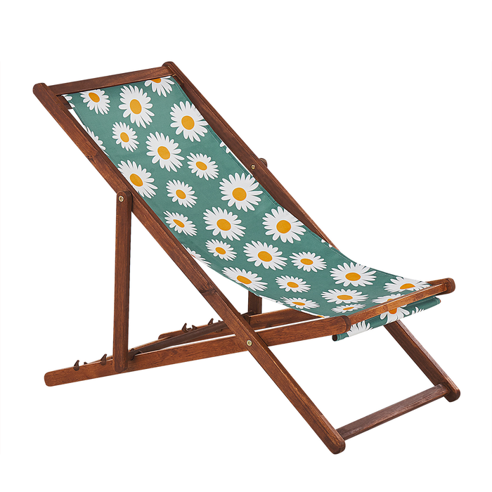 Beliani-ANZIO -Strandstoel set van 2-Donkerhout|Bloemen-Polyester