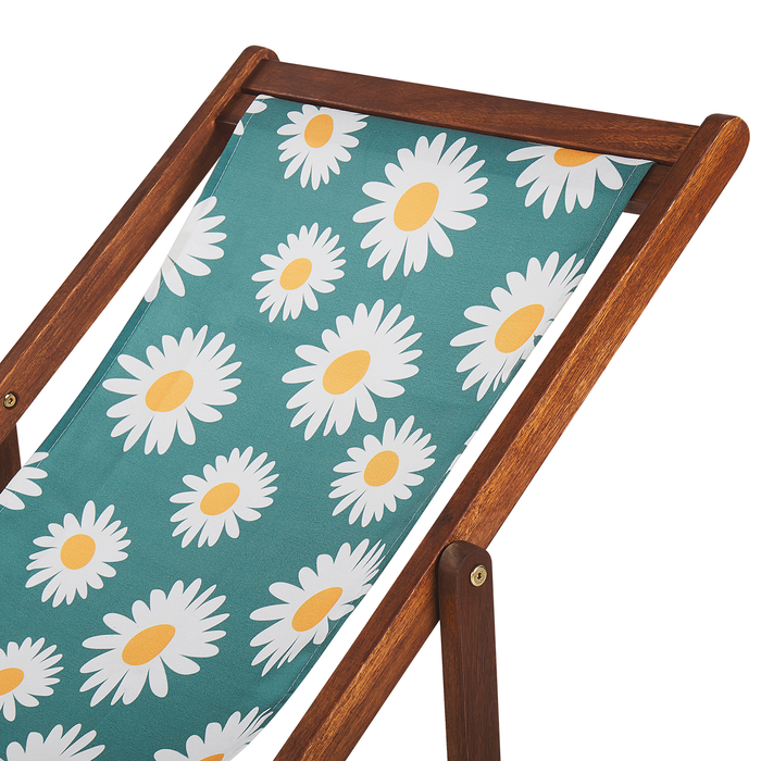 Beliani-ANZIO -Strandstoel set van 2-Donkerhout|Bloemen-Polyester