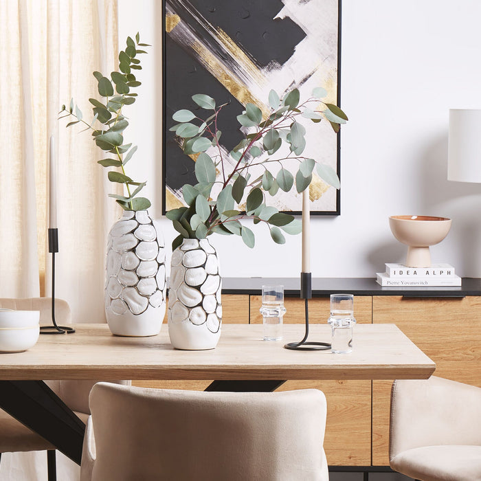 Beliani - CENABUM - Decoratieve vaas - 28 cm - Wit - Keramiek