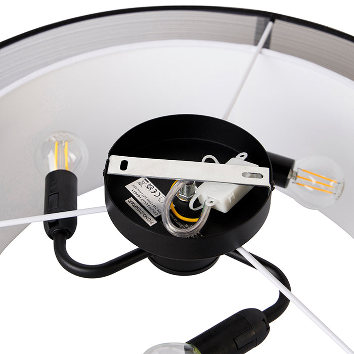 QAZQA Moderne plafonnière zwart met wit 50 cm 3-lichts - Drum Duo