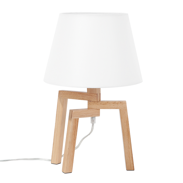 Beliani - NALON - Tafellamp - Wit - Eikenhout