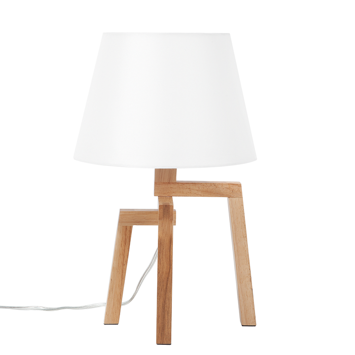 Beliani - NALON - Tafellamp - Wit - Eikenhout