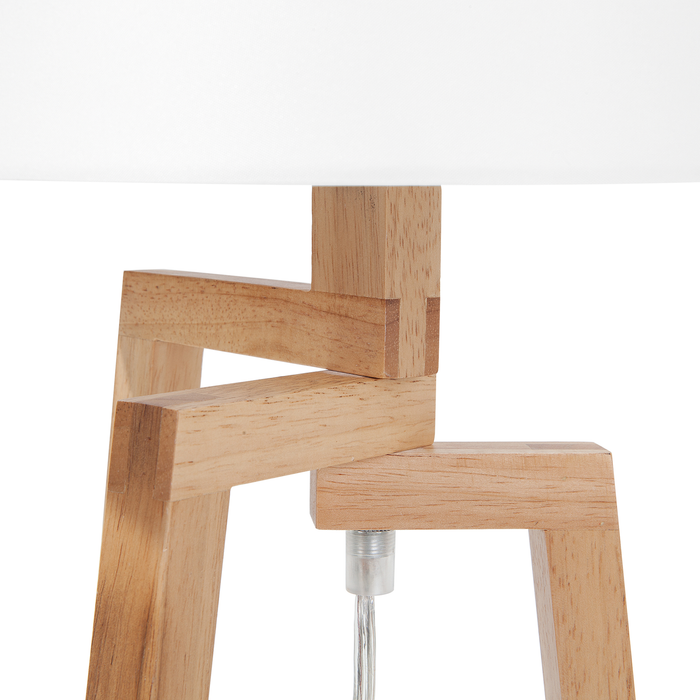 Beliani - NALON - Tafellamp - Wit - Eikenhout