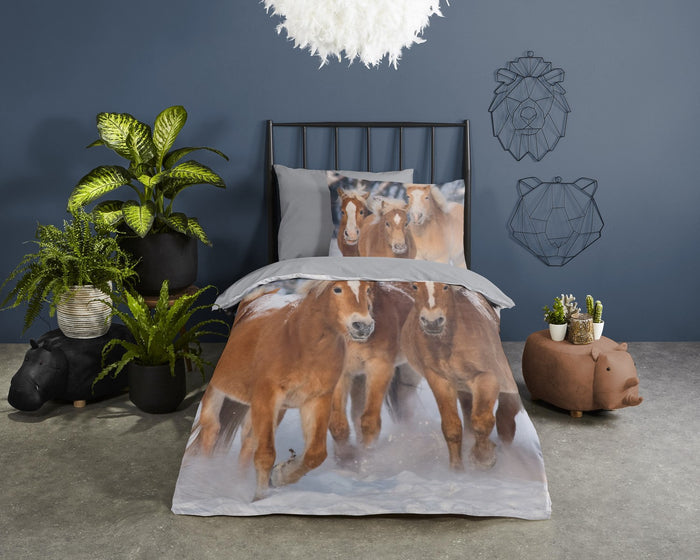 Good Morning Kinder Dekbedovertrek Flanel Happy Horses - multi