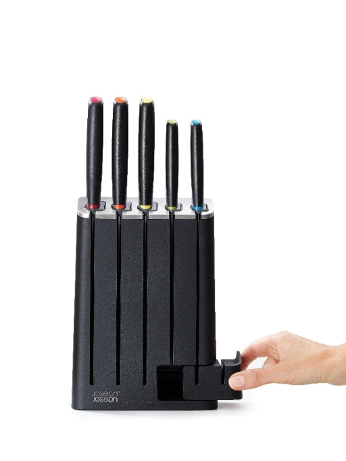 SlimBlock met Set van 5 Elevate Messen - Zwart - Joseph Joseph