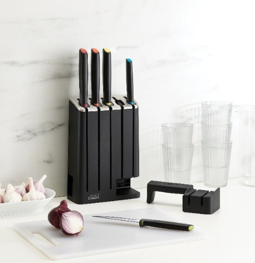 SlimBlock met Set van 5 Elevate Messen - Zwart - Joseph Joseph