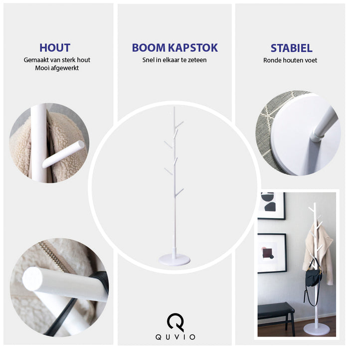 QUVIO Staande kapstok hout Wit